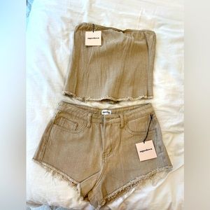 Superdown Domonique Beige Denim Set